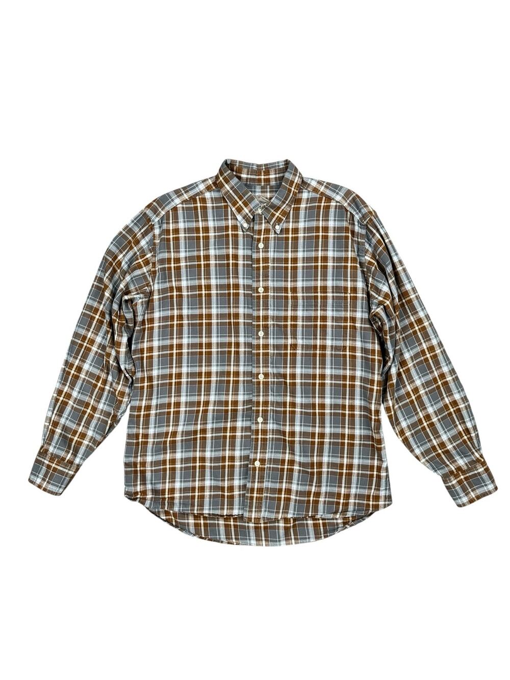 Bills Khakis Double Brushed Plaid Flannel Long Sleeve Button Down Shirt — Large